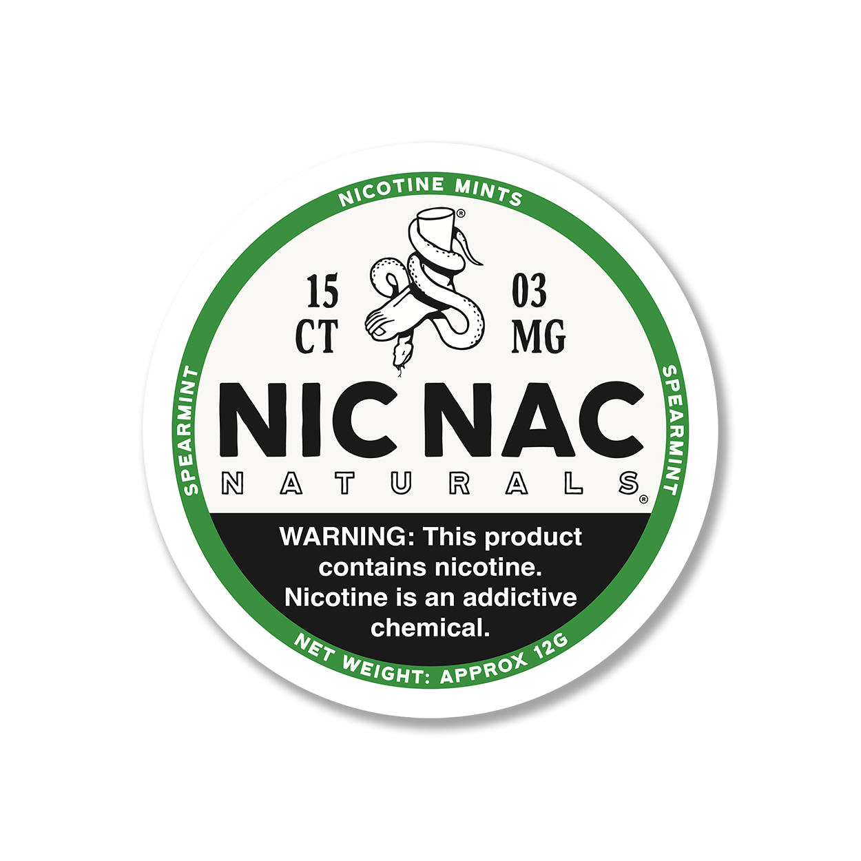 Nic Nac Spearmint NonTobacco Nicotine Mints Nic Nac Naturals